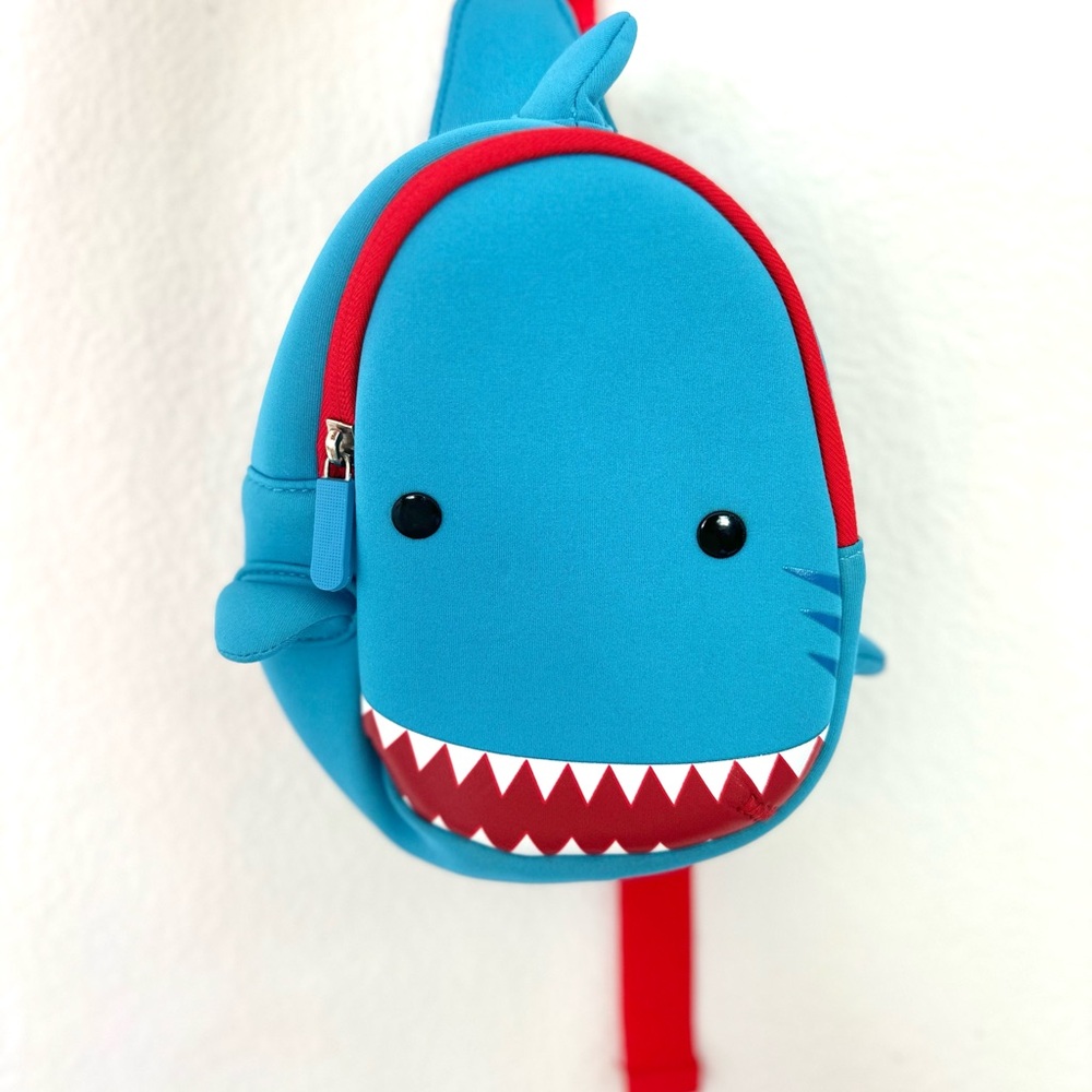 Blue Shark Backpack with Red Accents